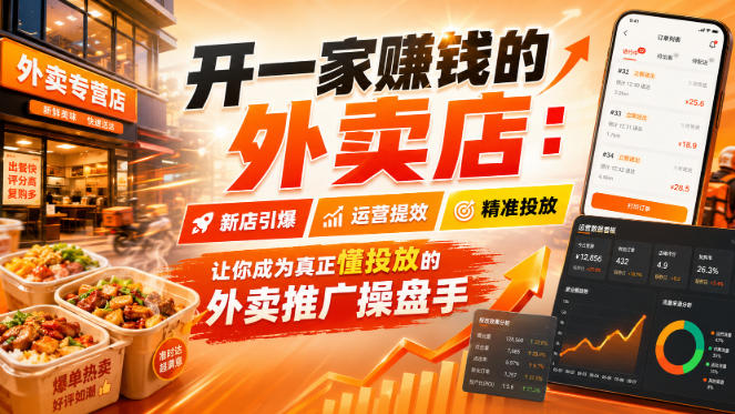开一家賺钱的外卖店：新店引爆·运营提效·精准投放，让你成为真正懂投放的外卖推广操盘手-九节课
