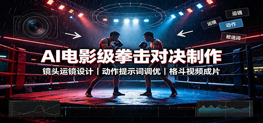 AI电影级拳击对决制作：镜头运镜设计，动作提示词调优，格斗视频成片-九节课