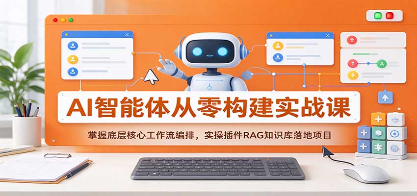 AI智能体从零构建实战课：掌握底层核心工作流编排，实操插件RAG知识库落地项目-九节课