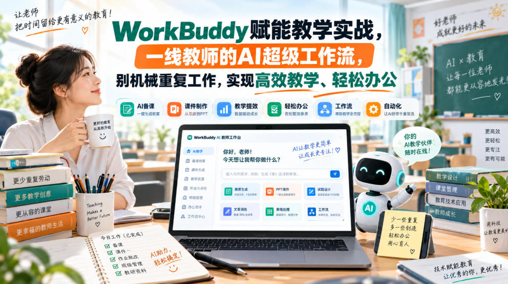 WorkBuddy赋能教学实战，一线教师的AI超级工作流，别机械重复工作，实现高效教学、轻松办公-九节课