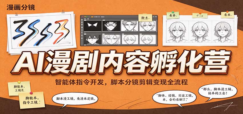 AI漫剧内容孵化营：智能体指令开发，脚本分镜剪辑变现全流程-九节课