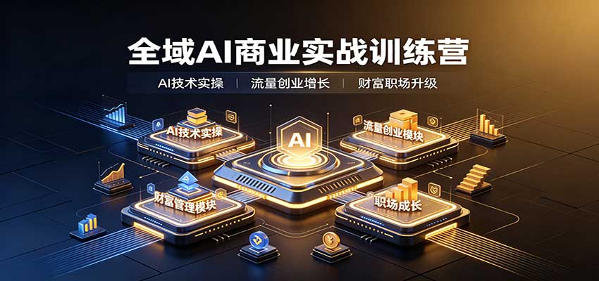 全域AI商业实战训练营：涵盖AI技术实操、流量创业、财富管理与职场成长全体系内容-九节课