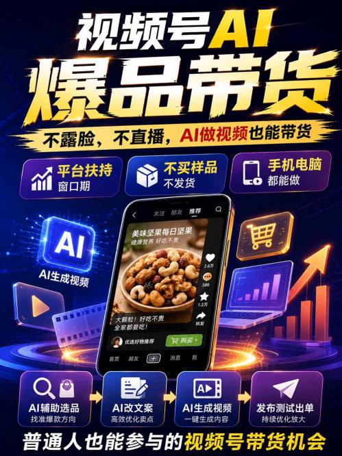 图片[2]-视频号Ai爆品带货，不露脸、不直播、不买样品、不开店、不发货，AI做视频也能带货，轻松单日佣金1k+-九节课