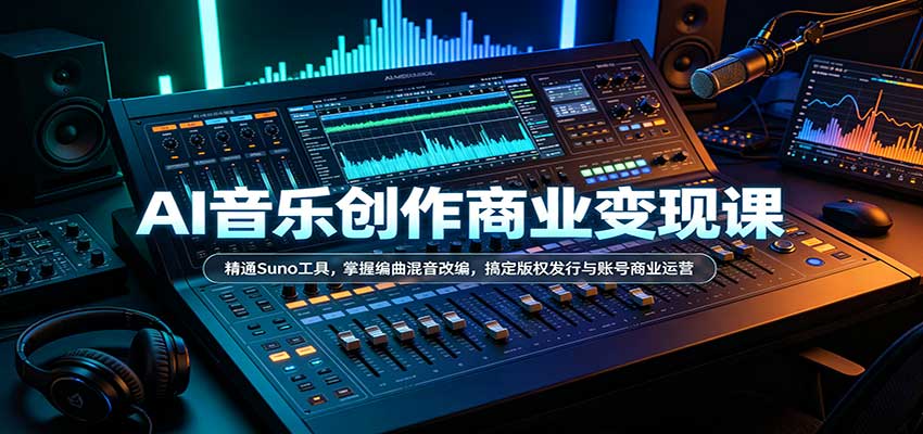 AI音乐创作商业变现课：精通Suno工具，掌握编曲混音改编，搞定版权发行与账号商业运营-九节课