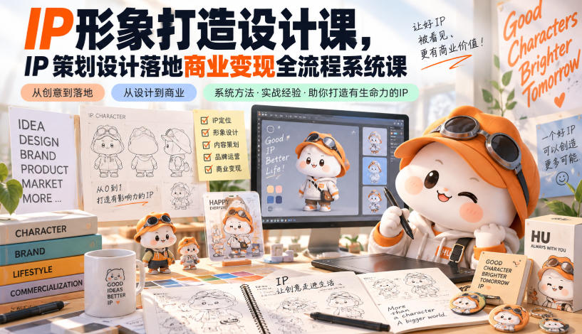 IP形象打造设计课，IP策划设计落地商业变现全流程系统课-九节课