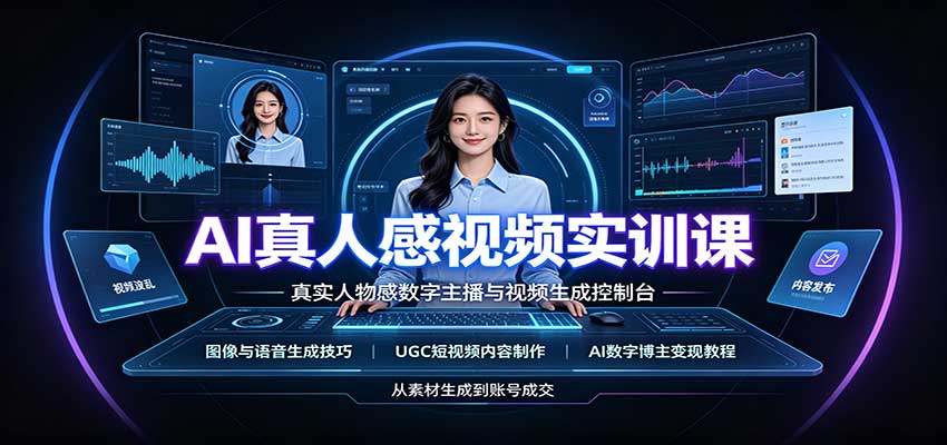 AI真人感视频实训课：图像语音生成，UGC内容制作，AI数字博主变现教程-九节课