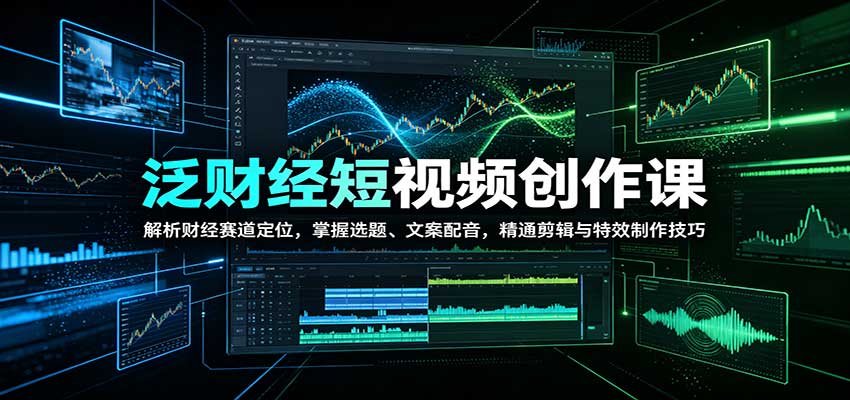 泛财经短视频创作课：解析财经赛道定位，掌握选题、文案配音，精通剪辑与特效制作技巧-九节课