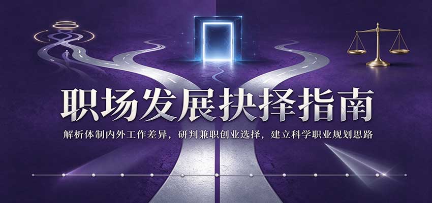 职场发展抉择指南：解析体制内外工作差异，研判兼职创业选择，建立科学职业规划思路-九节课