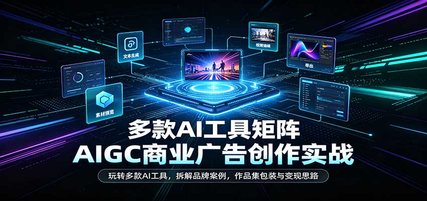 AIGC商业广告创作实战：玩转多款AI工具，拆解品牌案例，作品集包装与变现思路-九节课