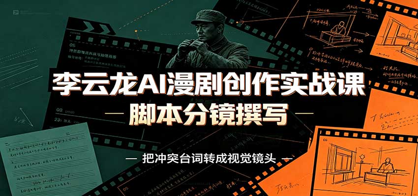 李云龙AI漫剧创作实战课：角色人设还原，脚本分镜撰写，AI漫剧成片完整制作教学-九节课