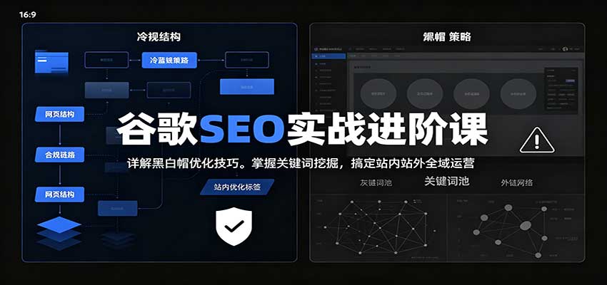 2026谷歌SEO实战进阶课：详解黑白帽优化技巧，掌握关键词挖掘，搞定站内站外全域运营-九节课