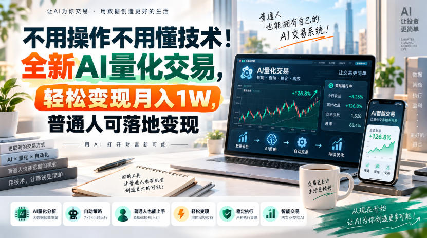 不用操作不用懂技术！全新AI量化交易，轻松变现月入1W，普通人可落地变现！【揭秘】-九节课