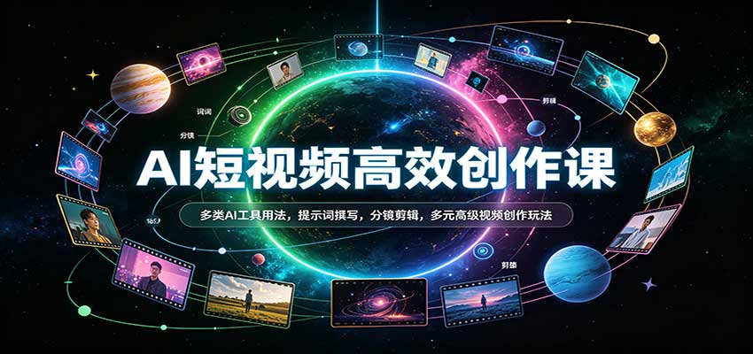 AI短视频高效创作课：多类AI工具用法，提示词撰写，分镜剪辑，多元高级视频创作玩法-九节课