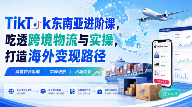 TikTok东南亚进阶课，吃透跨境物流与实操，打造海外变现路径-九节课