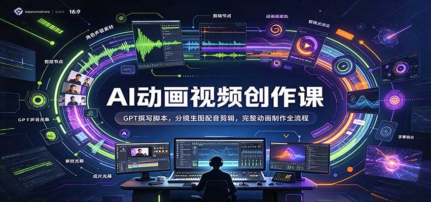 AI动画视频创作课：GPT撰写脚本，分镜生图配音剪辑，完整动画制作全流程-九节课