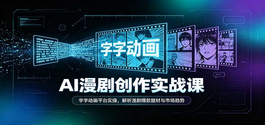 AI漫剧创作实战课：字字动画平台实操，解析漫剧爆款题材与市场趋势-九节课