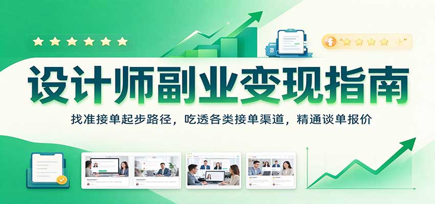 设计师副业变现指南：找准接单起步路径，吃透各类接单渠道，精通谈单报价-九节课