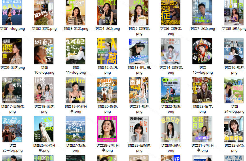 图片[2]-高质量素材！200款+剪映高级美观网感封面预设，各行业通用，3s搞定超美观视频封面，爆款封面模板-九节课