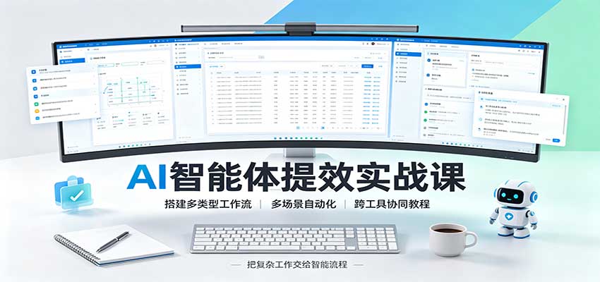 AI智能体提效实战课：搭建多类型工作流，多场景自动化，跨工具协同教程-九节课