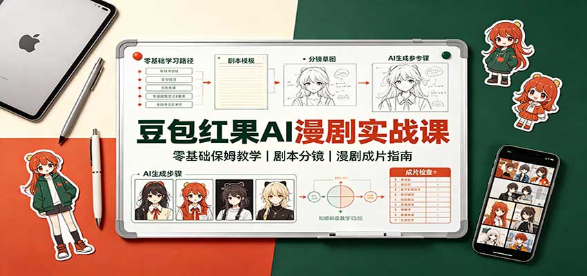 豆包红果AI漫剧实战课：零基础保姆教学，剧本分镜，漫剧成片指南-九节课