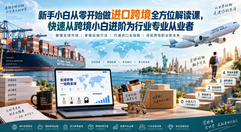 新手小白从零开始做进口跨境全方位解读课，快速从跨境小白进阶为行业专业从业者-九节课