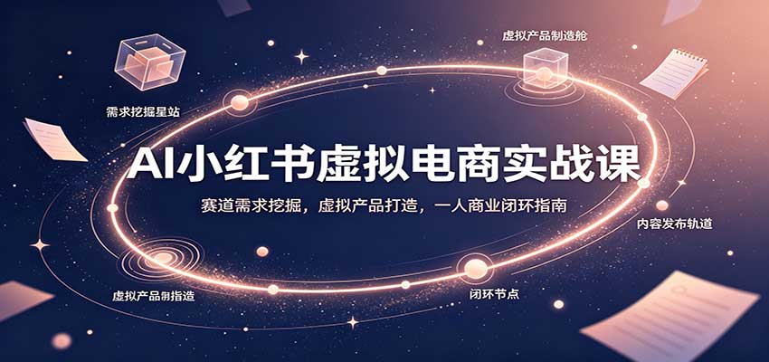 AI小红书虚拟电商实战课：赛道需求挖掘，虚拟产品打造，一人商业闭环指南-九节课