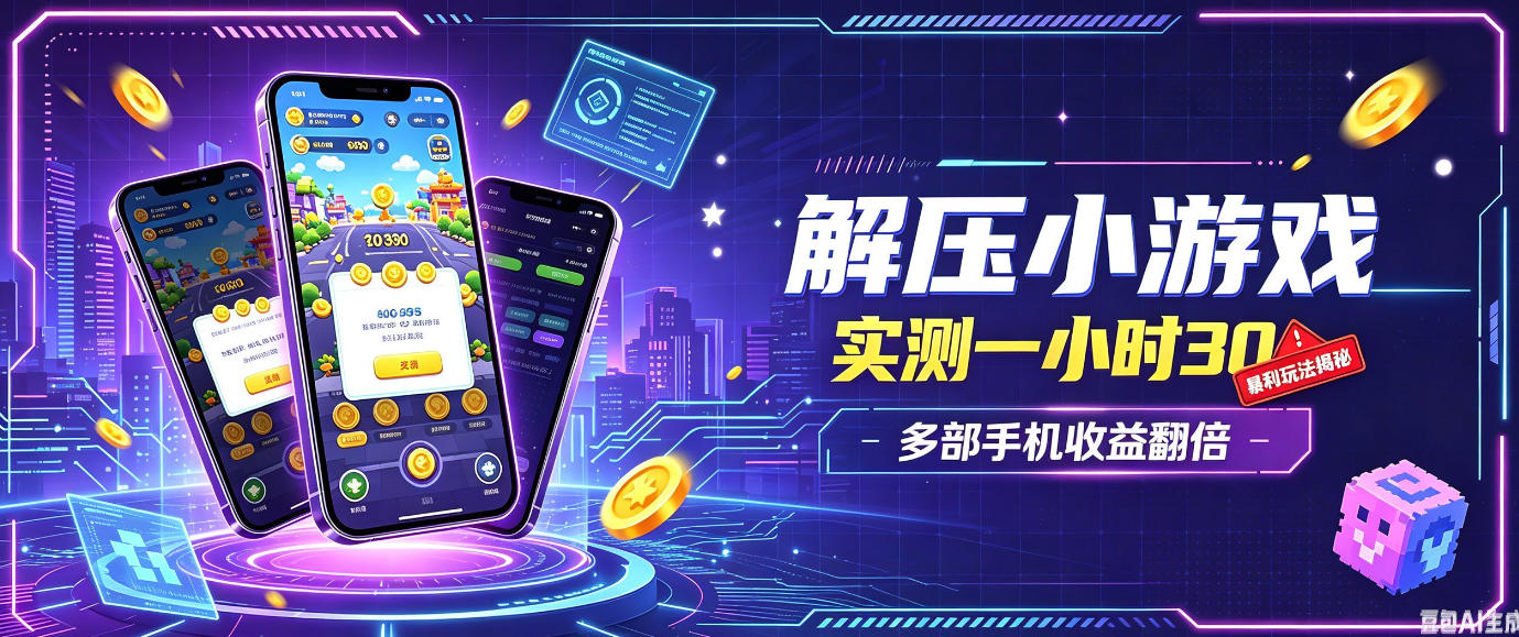 小游戏全流程玩法，实测一小时搞30，简单无脑解压，当天做当天就能看到进账，直接冲就行【揭秘】-九节课
