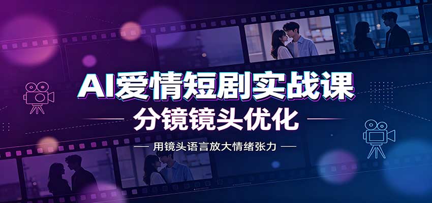 AI爱情短剧实战课：故事剧本创作，分镜镜头优化，智能体提示词-九节课