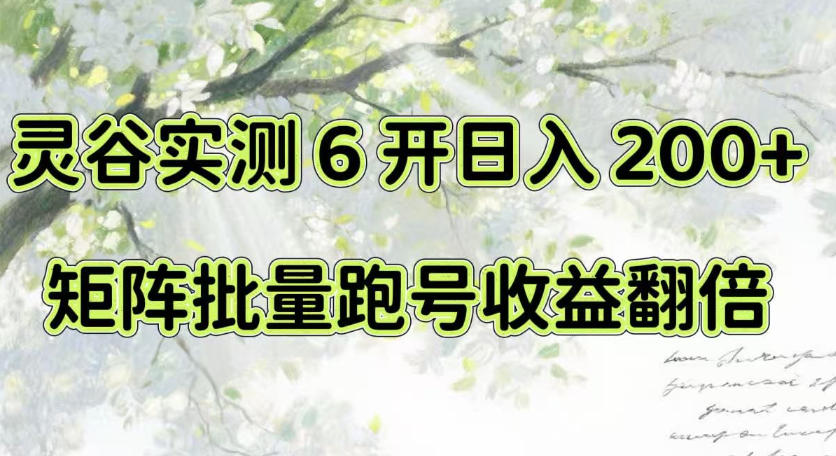 一台电脑就能做！灵谷实测6开日入200+，矩阵批量跑号收益翻倍【揭秘】-九节课