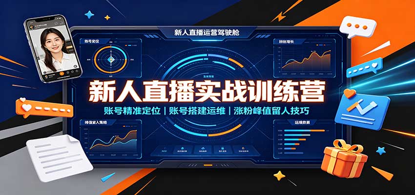 新人直播实战训练营：账号精准定位，账号搭建运维，涨粉峰值留人技巧-九节课