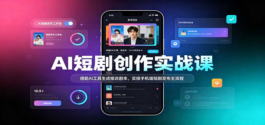 AI短剧创作实战课：借助AI工具生成修改剧本，实操手机端短剧发布全流程-九节课