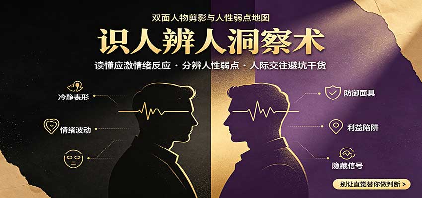 识人辨人终极心法：读懂应激情绪反应，分辨人性弱点，人际交往避坑干货-九节课
