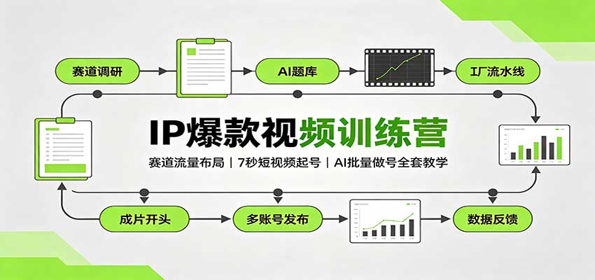 IP爆款视频训练营：赛道流量布局，7秒短视频起号，AI批量做号全套教学-九节课