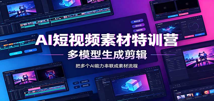 AI短视频素材特训营：Codex本地部署实操，多模型生成剪辑，爆量素材挖掘教学-九节课