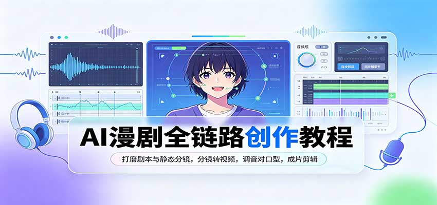 AI漫剧全链路创作教程：打磨剧本与静态分镜，分镜转视频，调音对口型，成片剪辑-九节课