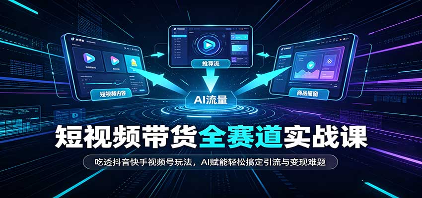 短视频带货全赛道：吃透抖音快手视频号玩法，AI赋能轻松搞定引流与变现难题-九节课