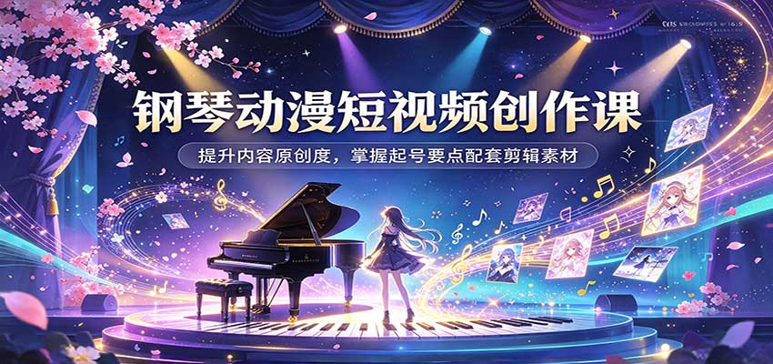 钢琴动漫短视频创作课：提升内容原创度，掌握起号要点配套剪辑素材-九节课