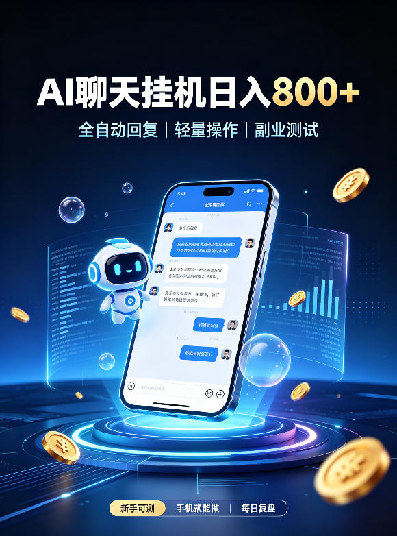 AI聊天挂G项目，日入800+，适用个人副业，工作室矩阵操作，无需真人实时值守【揭秘】-九节课