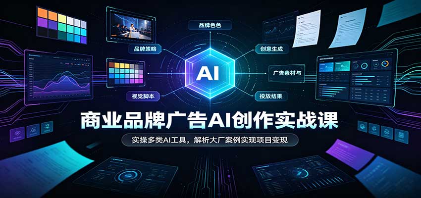 商业品牌广告AI创作实战课：实操多类AI工具，解析大厂案例实现项目变现-九节课