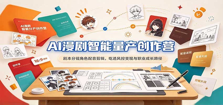 AI漫剧智能量产创作营：剧本分镜角色配音剪辑，吃透风控变现与职业成长路径-九节课