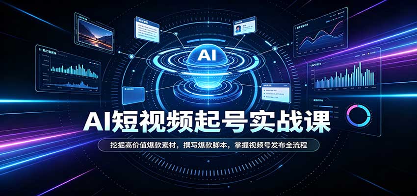 短视频AI起号实战课：挖掘高价值爆款素材，撰写爆款脚本，掌握视频号发布全流程-九节课