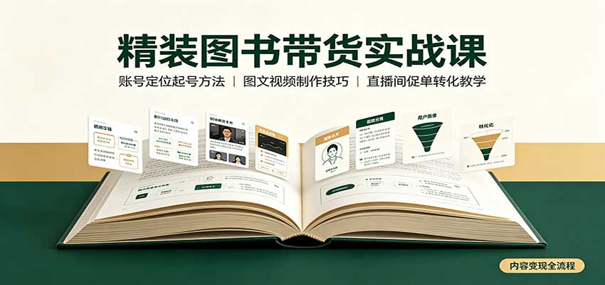 精装图书带货实战课：账号定位起号方法，图文视频制作，促单转化教学-九节课