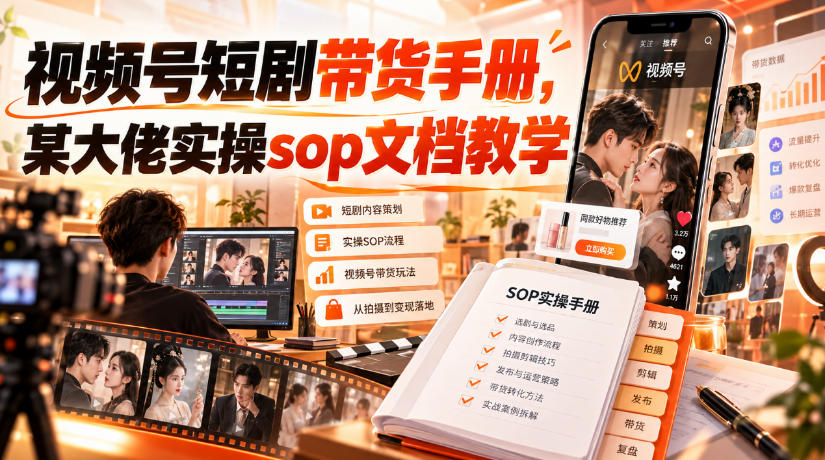 视频号短剧带货手册，某大佬实操sop文档教学-九节课