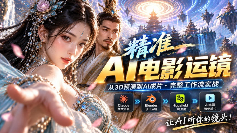 AI视频终于能精准运镜了！Claude+Blender+Higgsfield免费插件实测-九节课