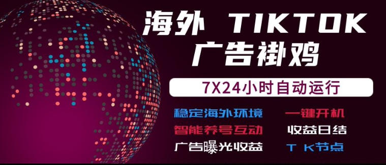 海外TikTok挂G流量变现，7X24自动运行，广告曝光收益，收益日结【揭秘】-九节课