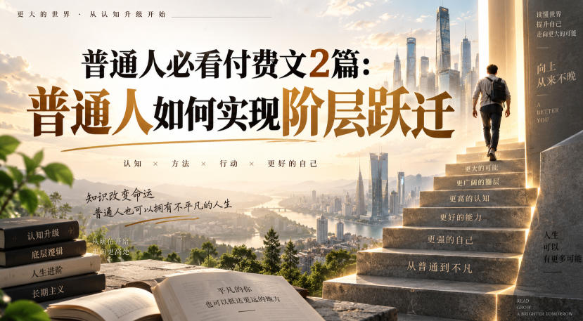 普通人必看付费文2篇：普通人如何实现阶层跃迁-九节课