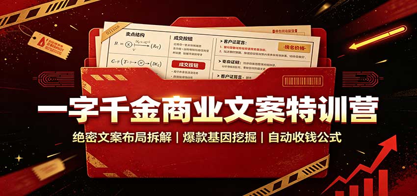 一字千金商业文案特训营：绝密文案布局拆解，爆款基因挖掘，自动收钱公式-九节课