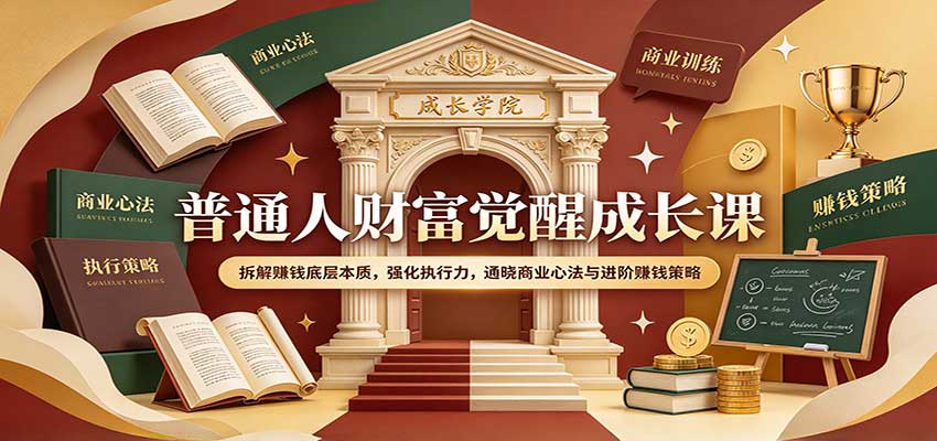 普通人财富觉醒成长课：拆解赚钱底层本质，强化执行力，通晓商业心法与进阶赚钱策略-九节课
