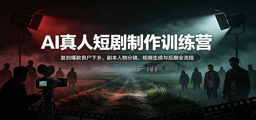 AI真人短剧制作训练营：复刻爆款丧尸下乡，剧本人物分镜，视频生成与后期全流程-九节课