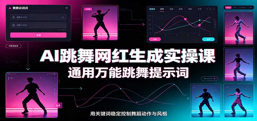 AI跳舞网红生成实操课：通用万能跳舞提示词，多模型适配，人物舞蹈视频制作全套教学-九节课